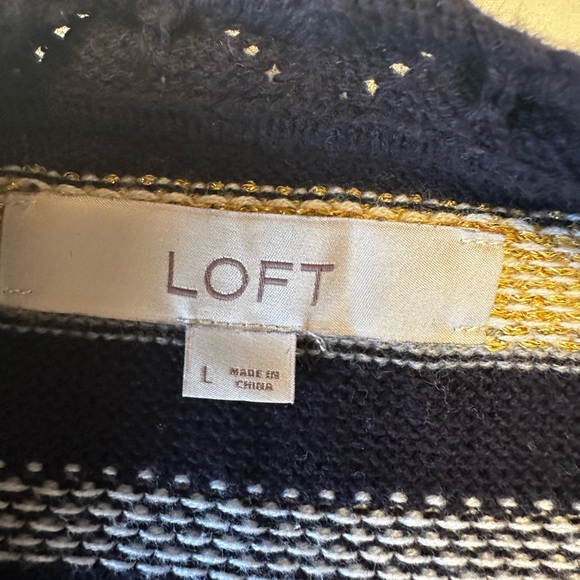 LOFT Striped Sweater in Black and Gold, Relaxed Fit, Cozy, Festive,Retro - Picture 13 of 13